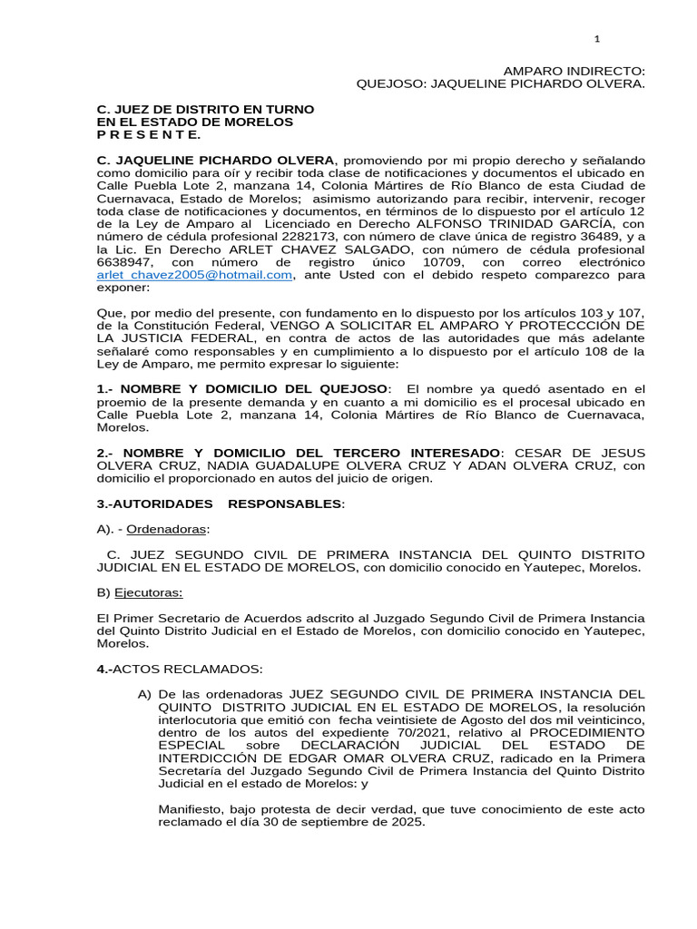 Amparo Indirecto de Jaqueline Pichardo | PDF | Caso de ley | Sentencia ...