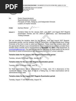 2027 Regents Exam Dates & Testing Schedule   Tests