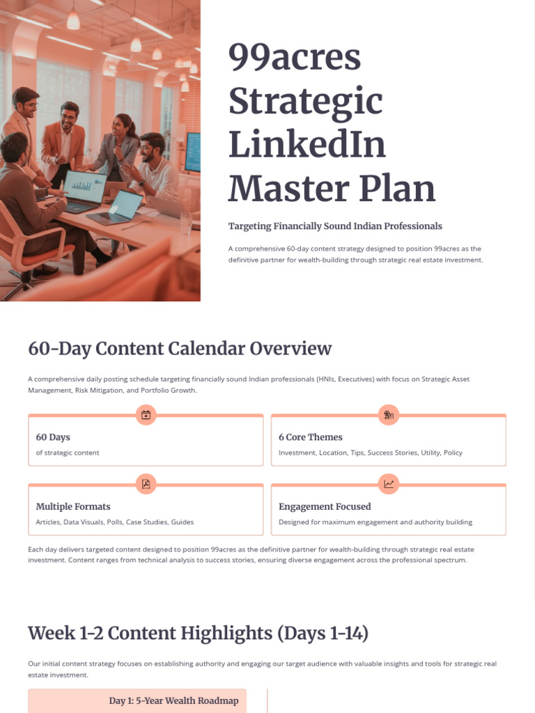 99acres Strategic LinkedIn Master Plan (Ext) | PDF | Investing ...