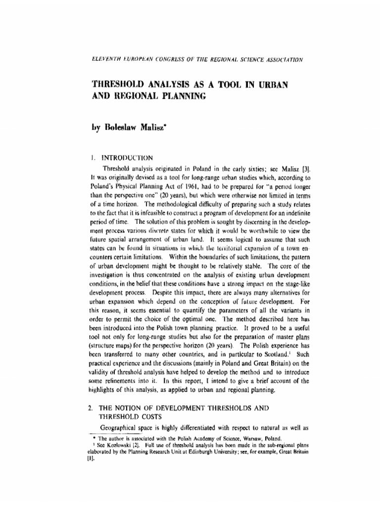 Threshold Analysis in Urban Planning | PDF