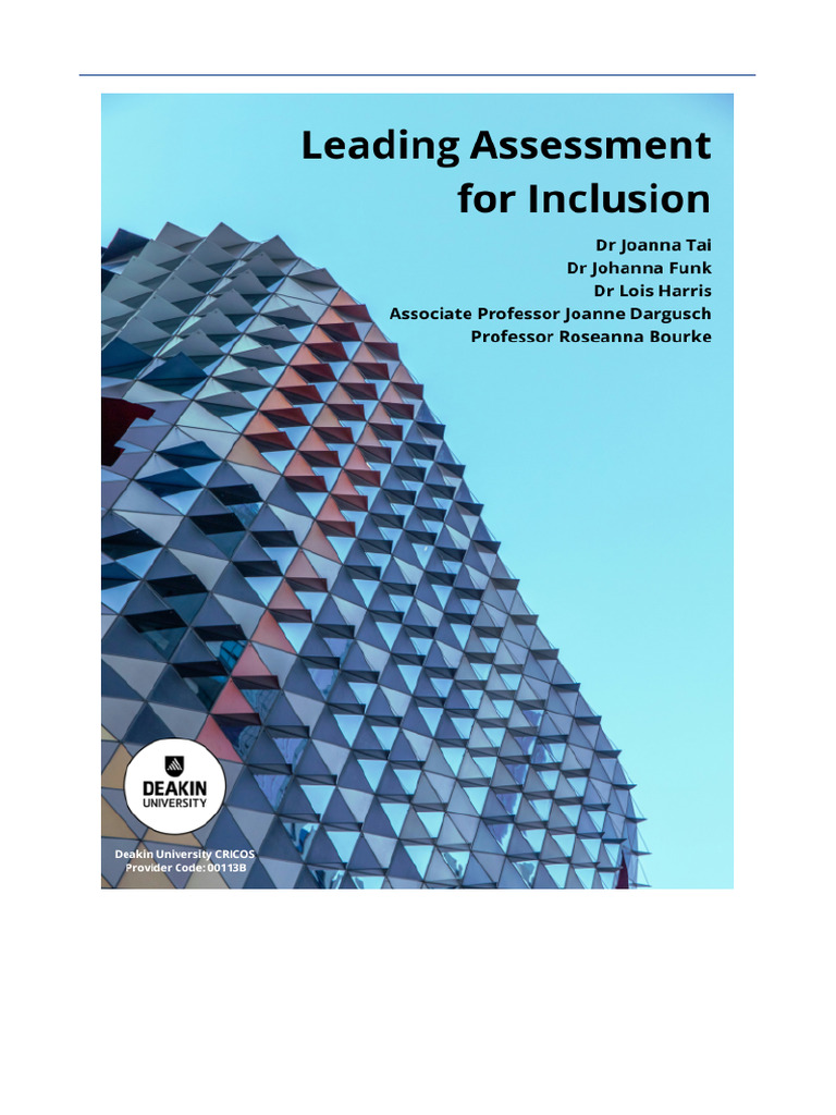 Leading Assessment For Inclusion 1744336782 | PDF | Social Exclusion ...