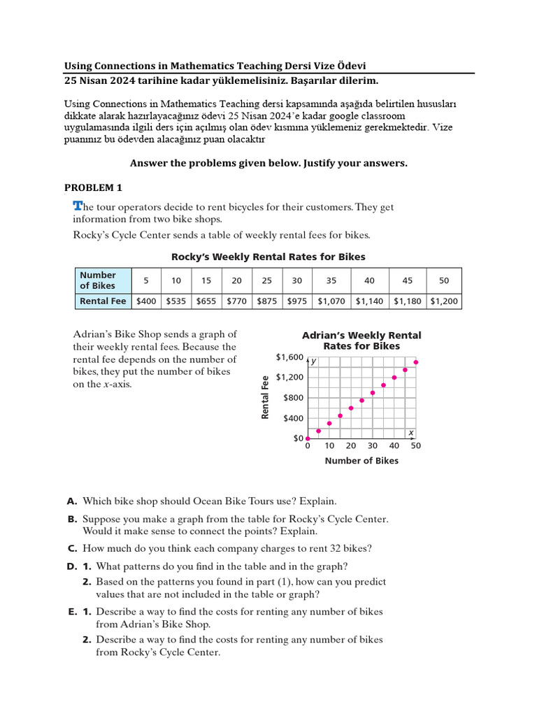 Using Connections in Mathematics Teaching Vize2024 Odevi | PDF ...