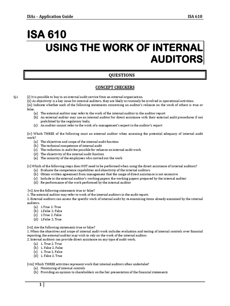 ISA 610 Internal Audit Application Guide | PDF | Audit | Internal Audit
