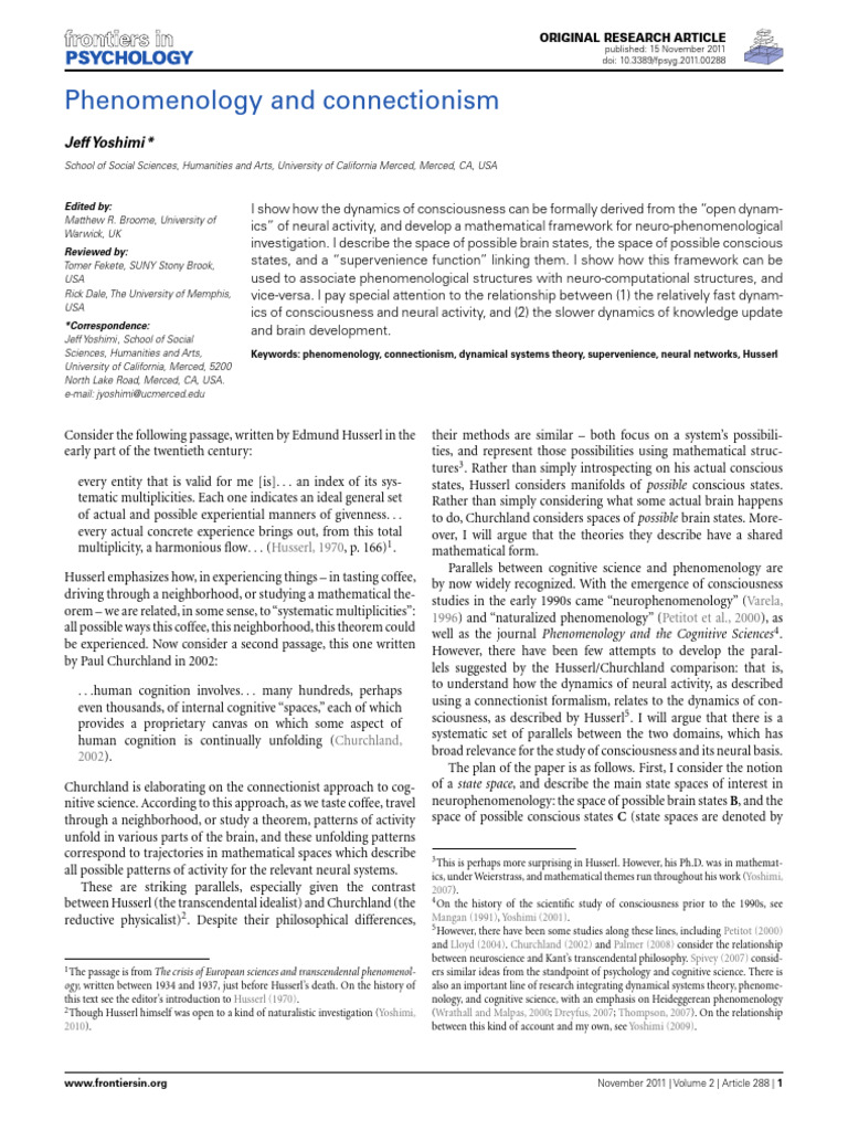 Neurophenomenology of Consciousness Dynamics | PDF | Dynamical System ...