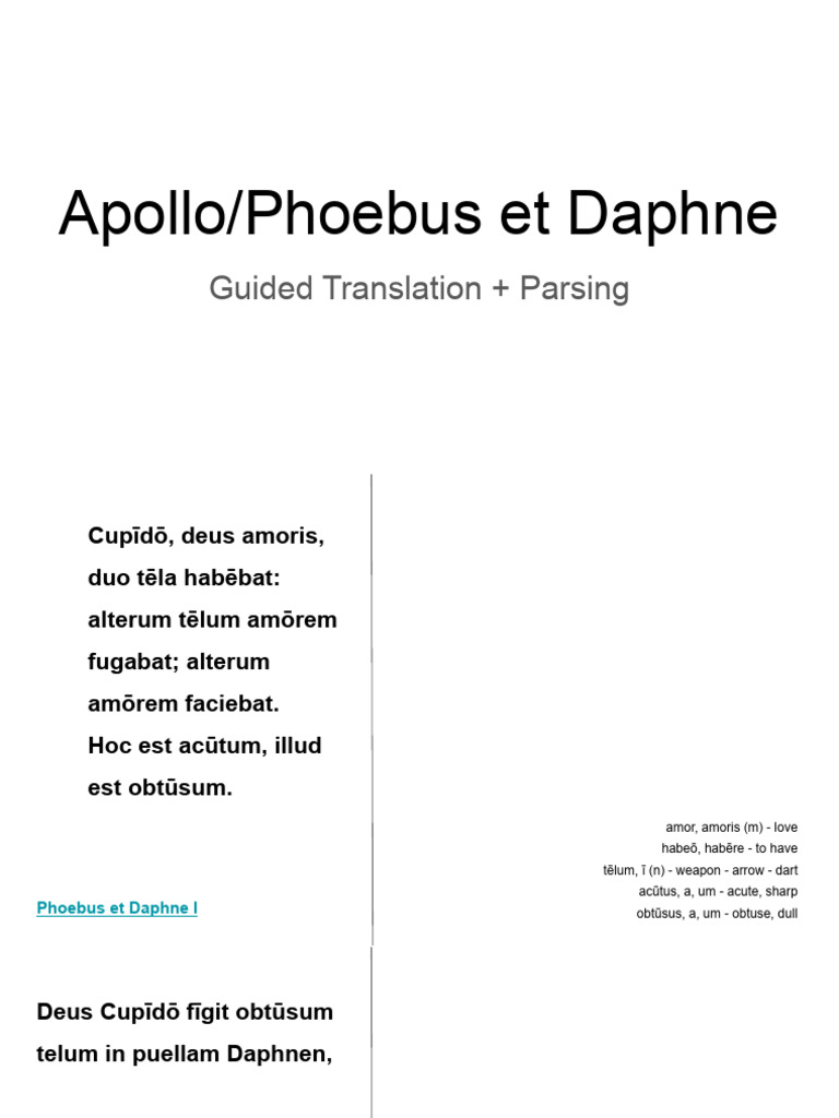 Apollo and Daphne: Latin Translation Guide | PDF | Eros | Apollo
