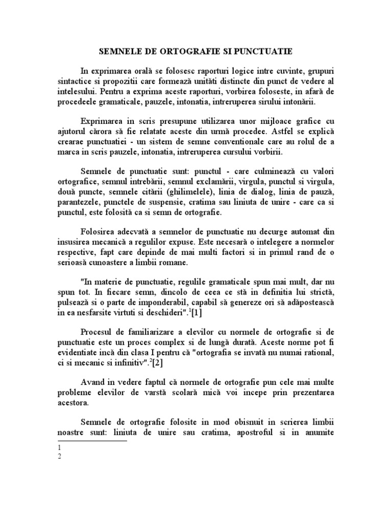 Semnele De Ortografie Si Punctuatie