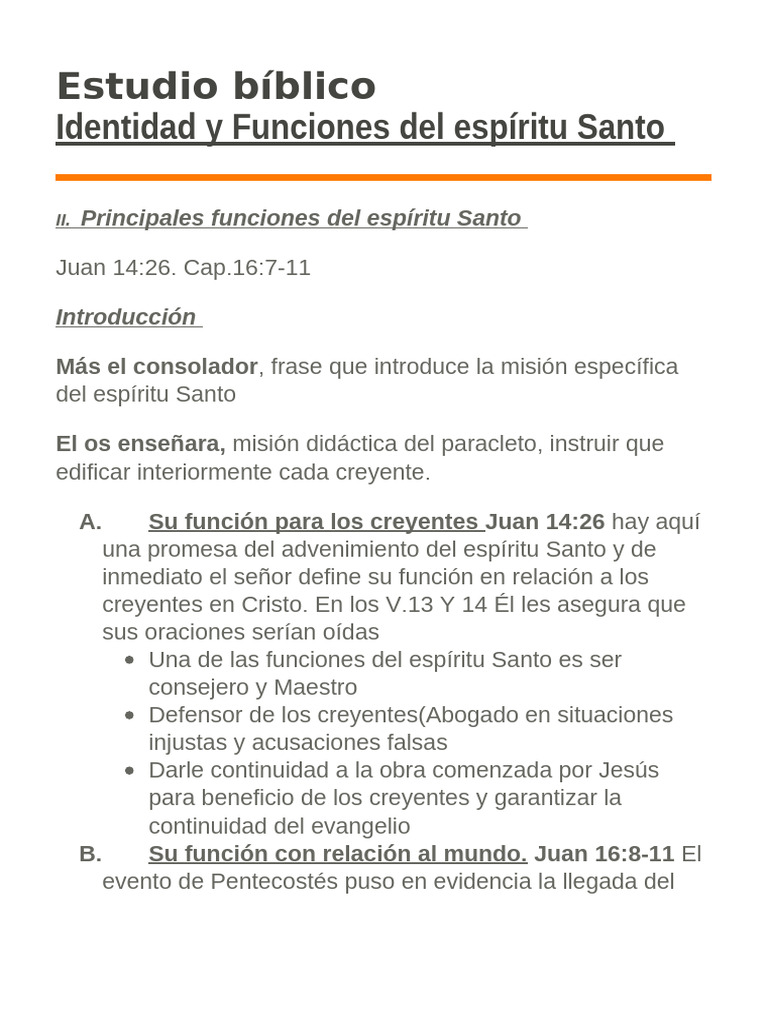 Funciones del Espíritu Santo en la Fe | PDF | espíritu Santo | Cristo ...