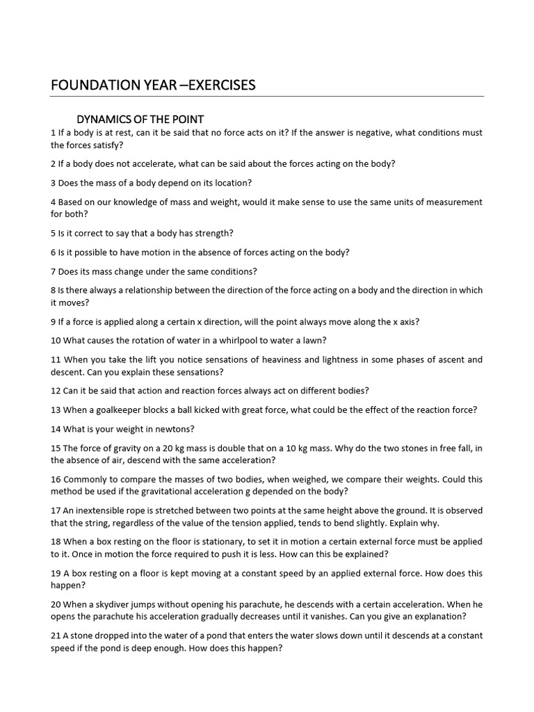 Exercises Forces and Energy (1) | PDF | Force | Friction