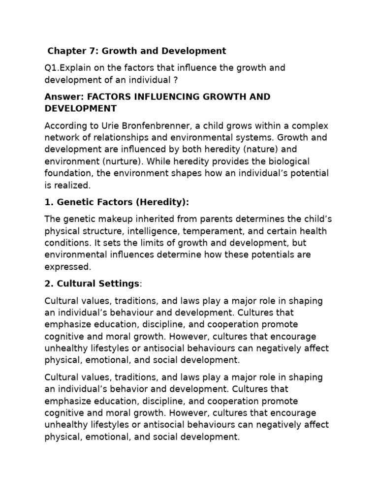 Factors Influencing Growth and Development | PDF | Self Esteem | Behavior