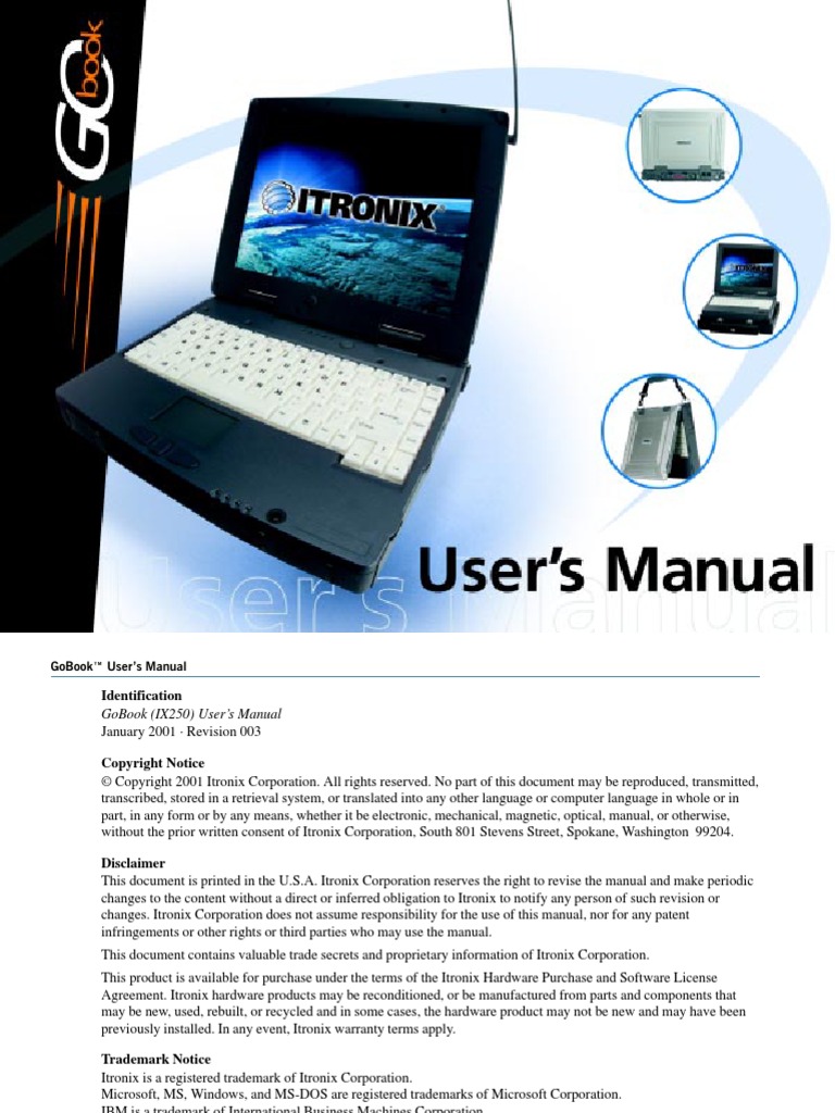 Itronix User's Manual | Computer Monitor | Computer Keyboard