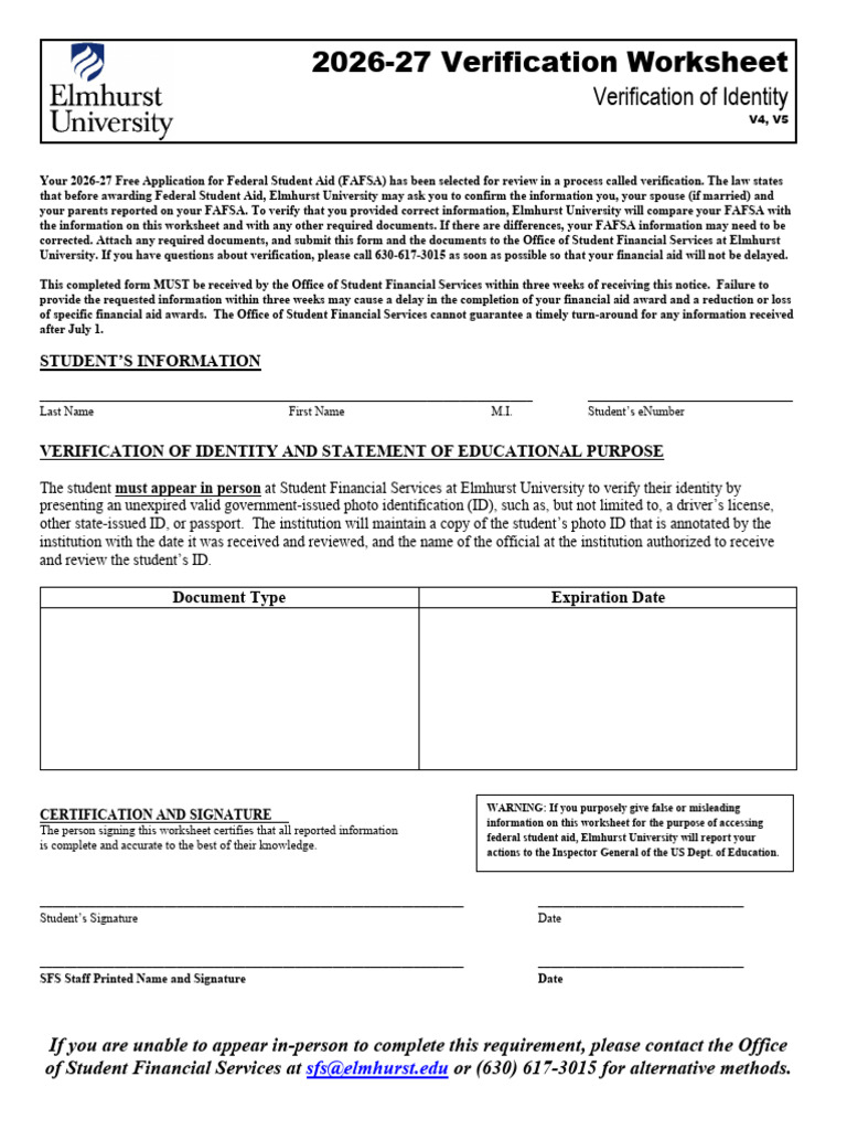 2026-27 FAFSA Verification Instructions | PDF | Identity Document ...