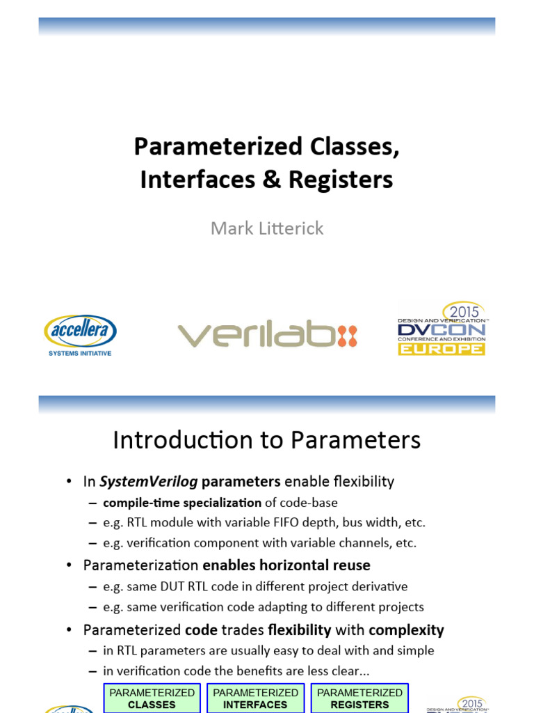 Verilab Dvcon Eu2015 Parameterized Classes-Interfaces-Registers | PDF ...