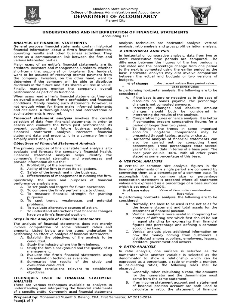 Financial Statement Analysis Guide | PDF | Dividend | Leverage (Finance)