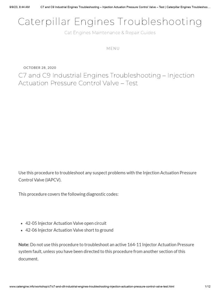 C7 & C9 Engine IAPCV Troubleshooting Guide | PDF | Electrical Connector ...