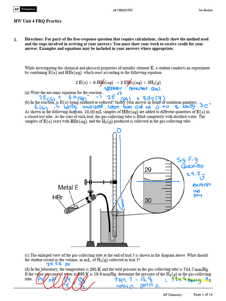 AP Chemistry Free Response Practice Guide | PDF | Chemical Reactions ...