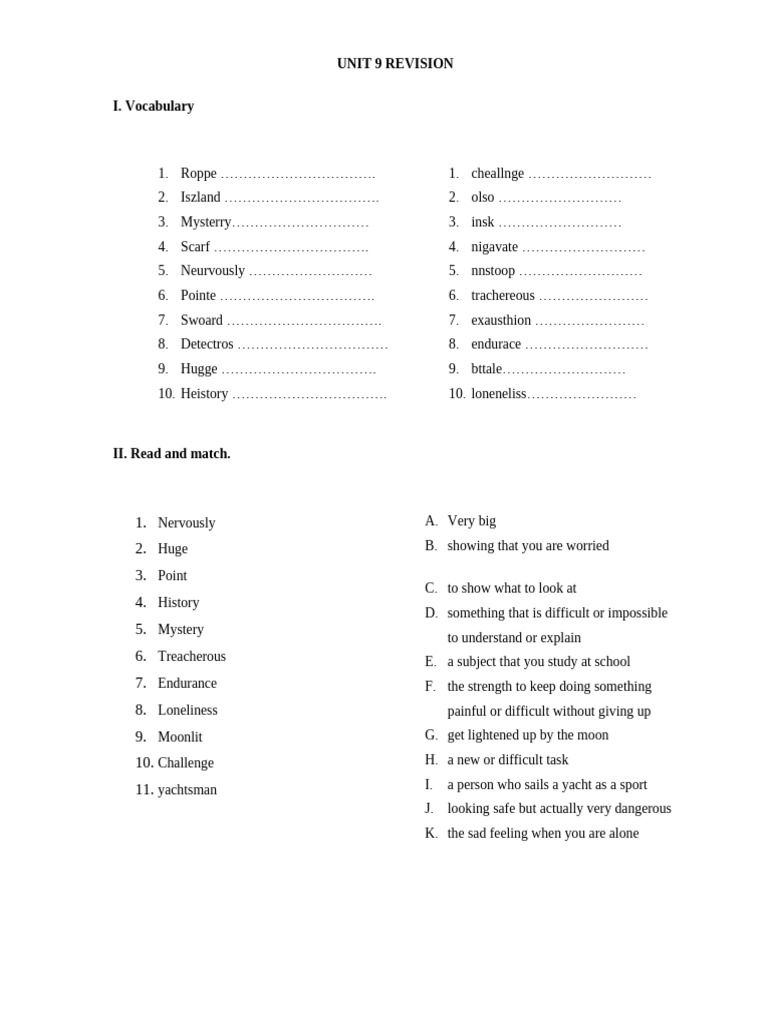 Unit 9 Revision | PDF