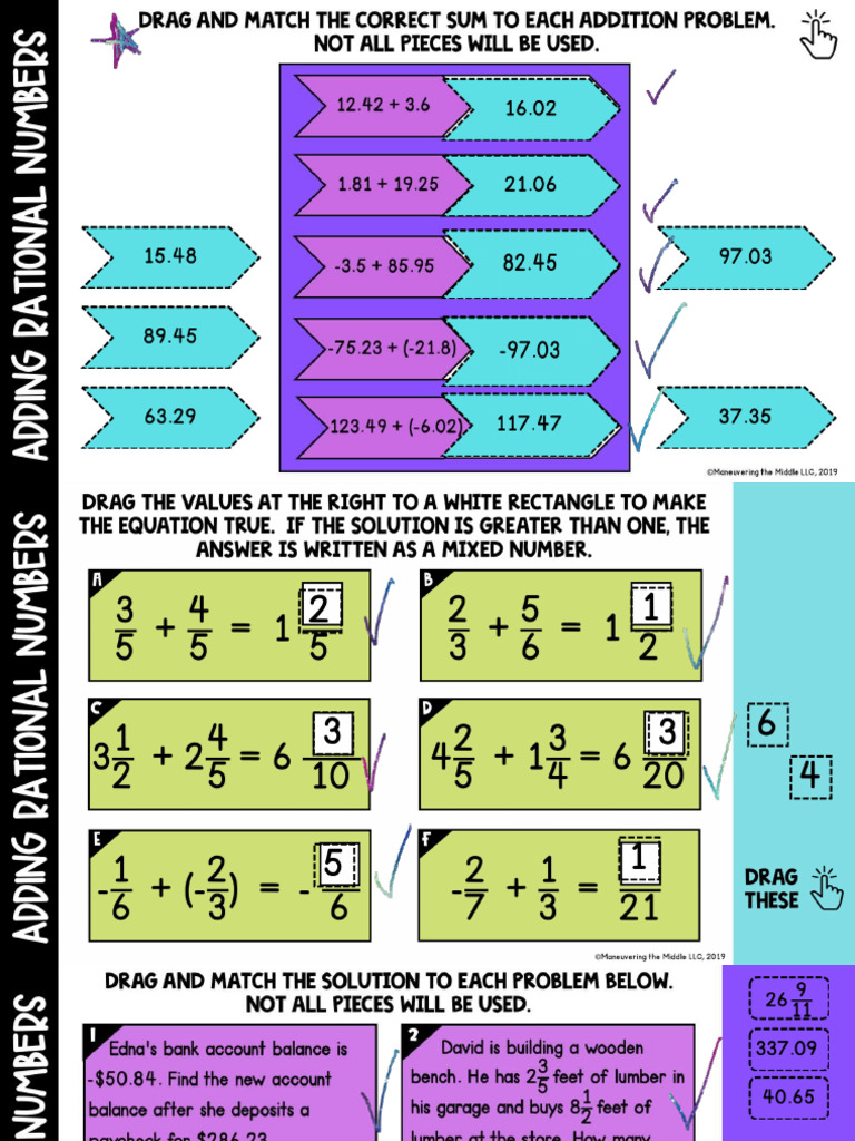 Add and Subtract Rational Practice | PDF