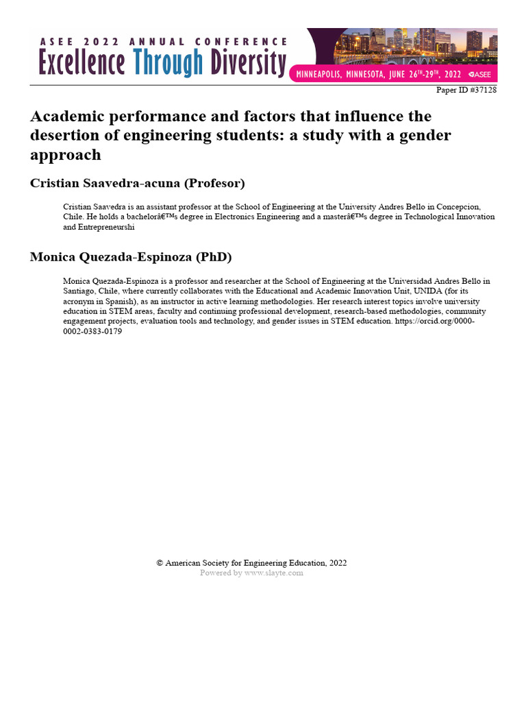 Gender Factors in Engineering Dropout Rates | PDF | Survey Methodology ...