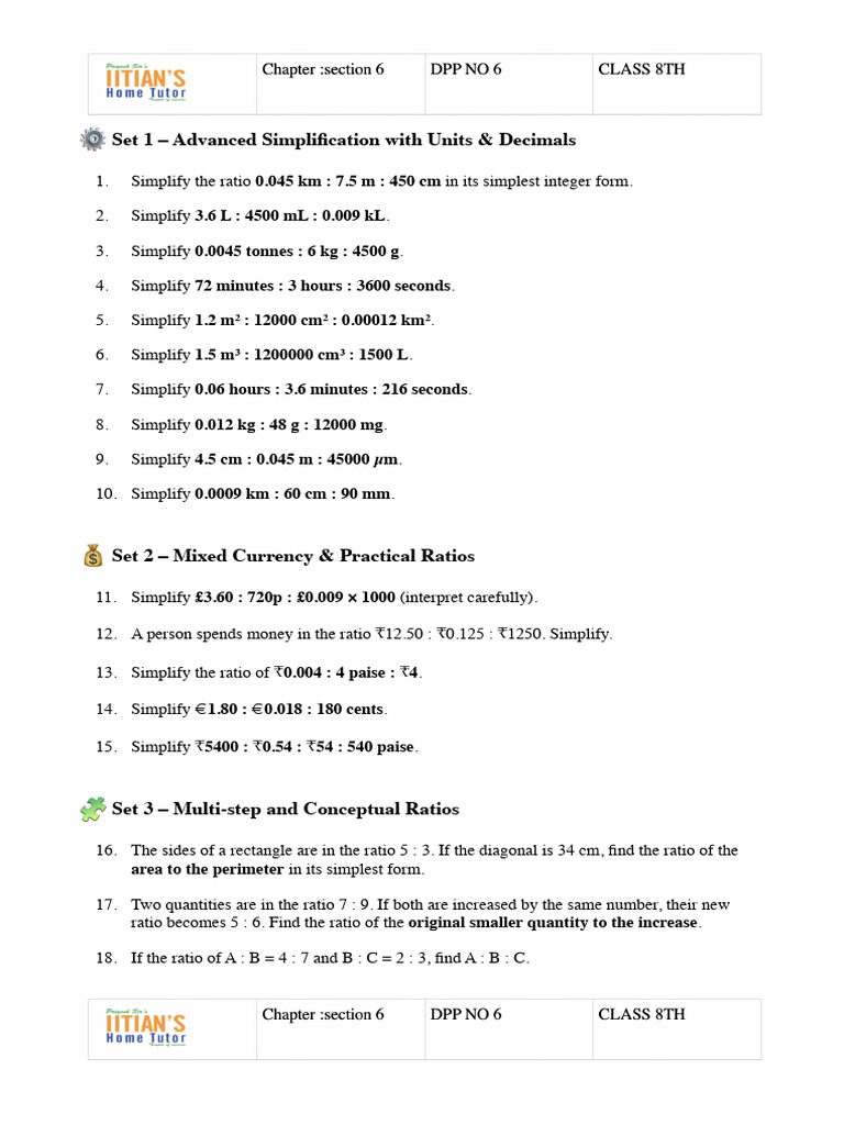 DPP NO 6 | PDF | Ratio | Length
