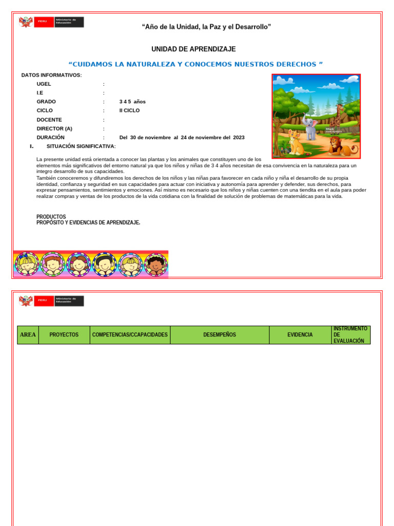 8 UNIDAD DE APRENDIZAJE 3 4 5 AÑOS Ok | PDF | Aprendizaje | Evaluación