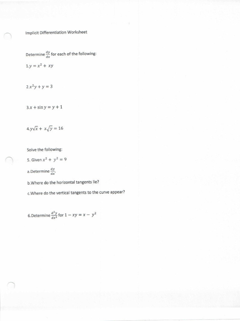 Implicit Differentiation Practice | PDF