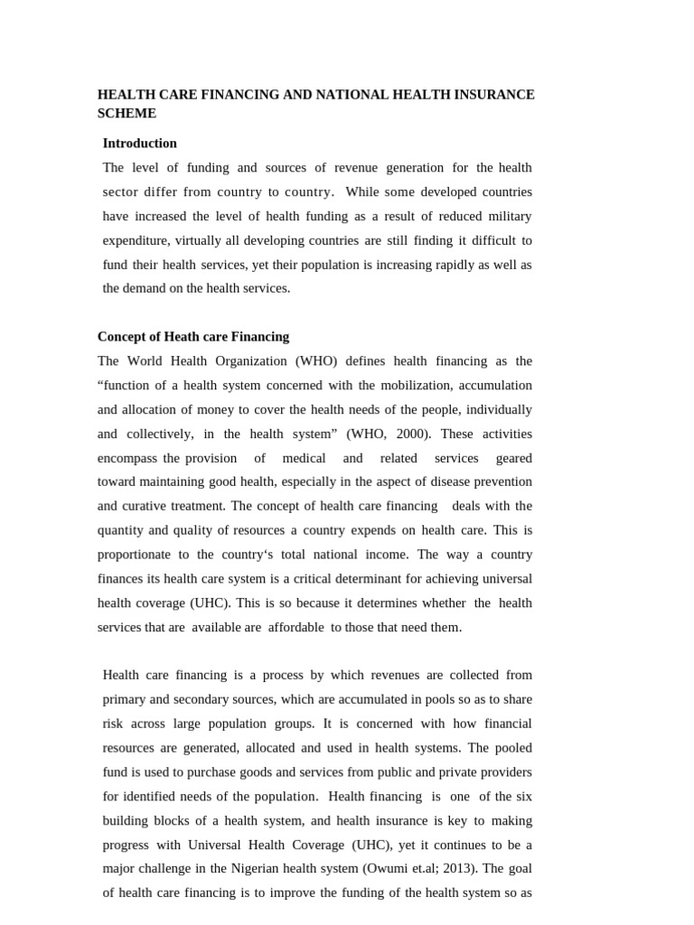 Healthcare Financing and Insurance Overview | PDF | Health Care | Insurance