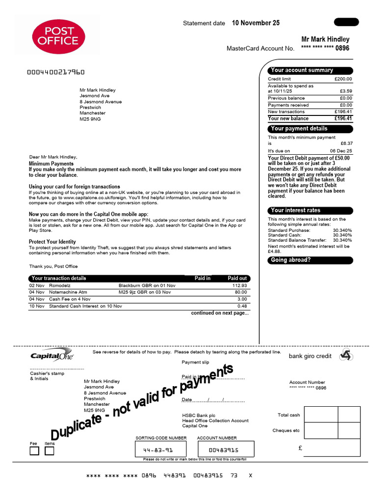 2025 11 10 CapitalOne Statement | PDF | Debit Card | Payments