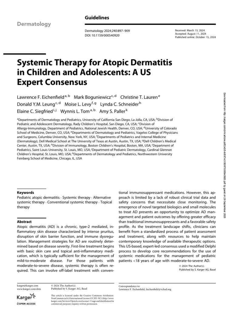 Pediatric Atopic Dermatitis Systemic Therapy | PDF | Therapy | Clinical ...