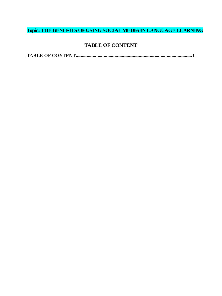 An Example - Table of Content 2 | PDF