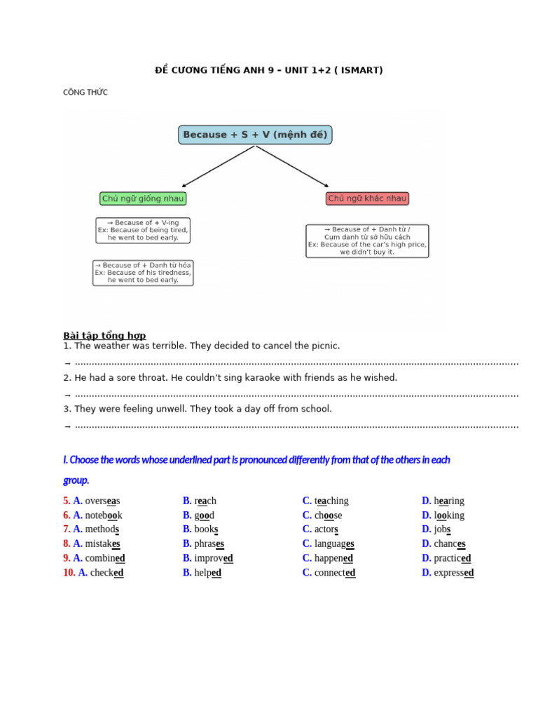 English 9 Unit 1-2 Exercises Guide | PDF | English Language | Linguistics