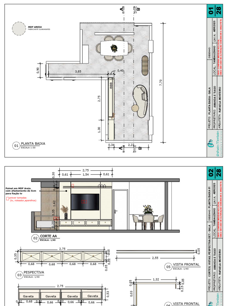 Projeto de Interiores: Planta Baixa e Cortes | PDF