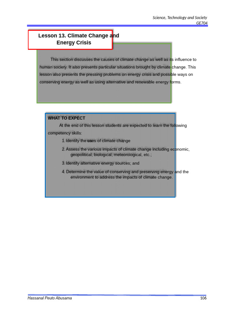 Lesson 13 Climate Change and Energy Crisis JURICK | PDF | Climate ...
