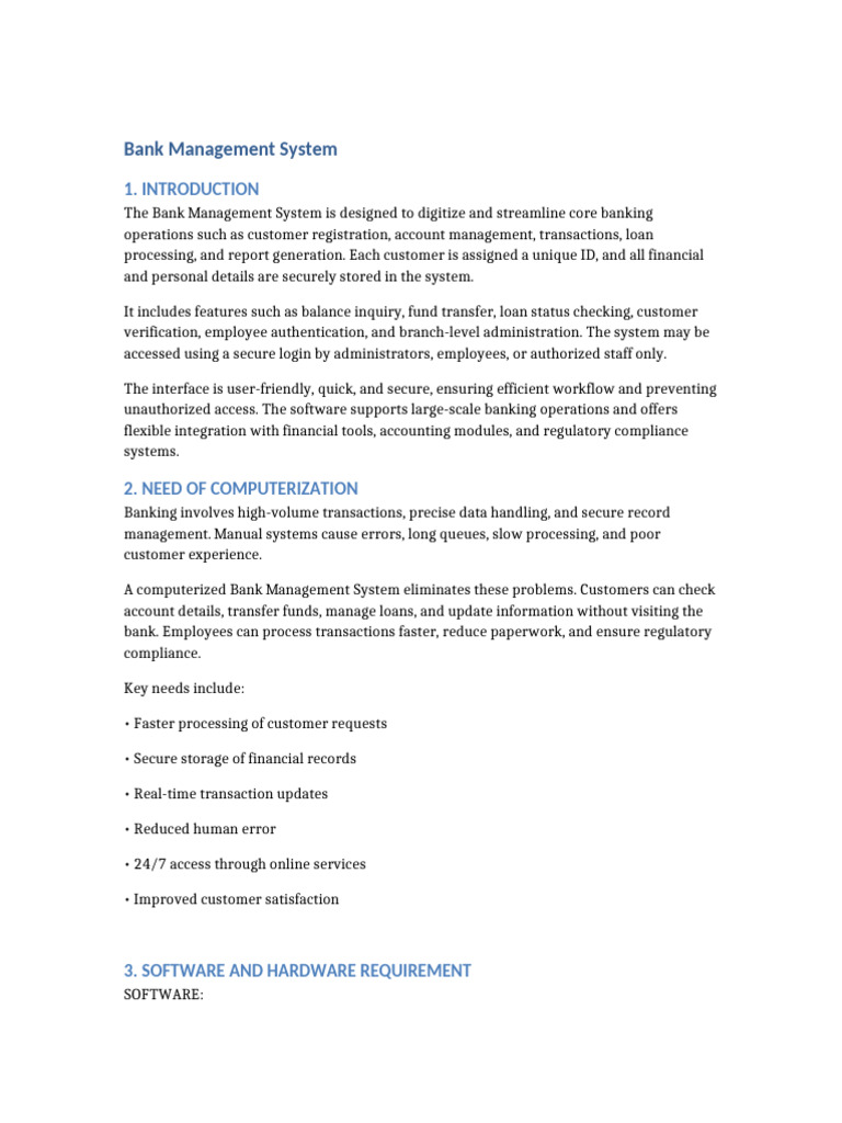 Efficient Bank Management System Overview | PDF | Banks | Databases