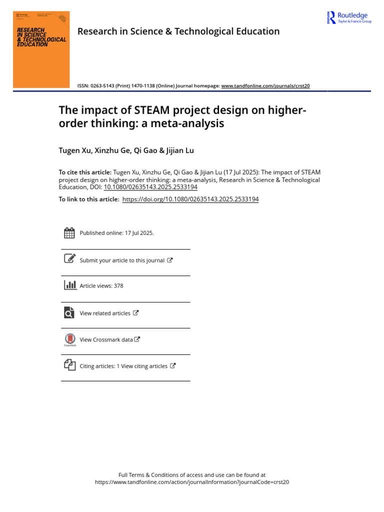 STEAM Project Design's Impact on Thinking | PDF | Critical Thinking ...