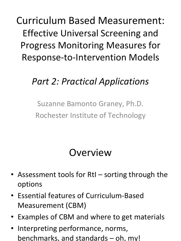 Curriculum Based Measurement Part II Educational Assessment