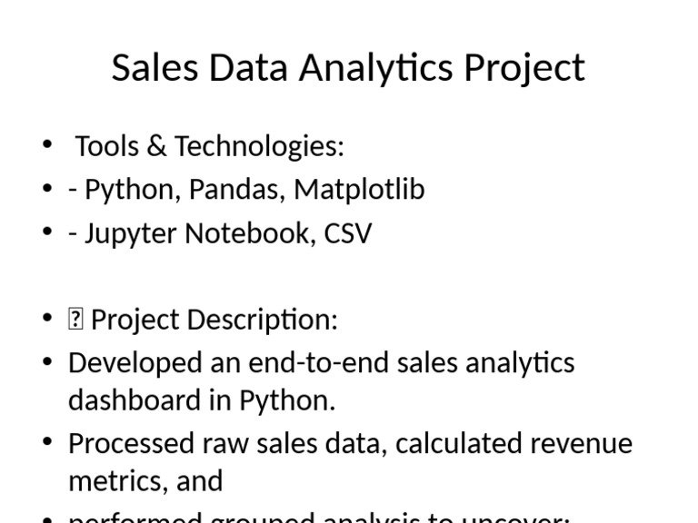 Sales Data Analytics Project Presentation | PDF