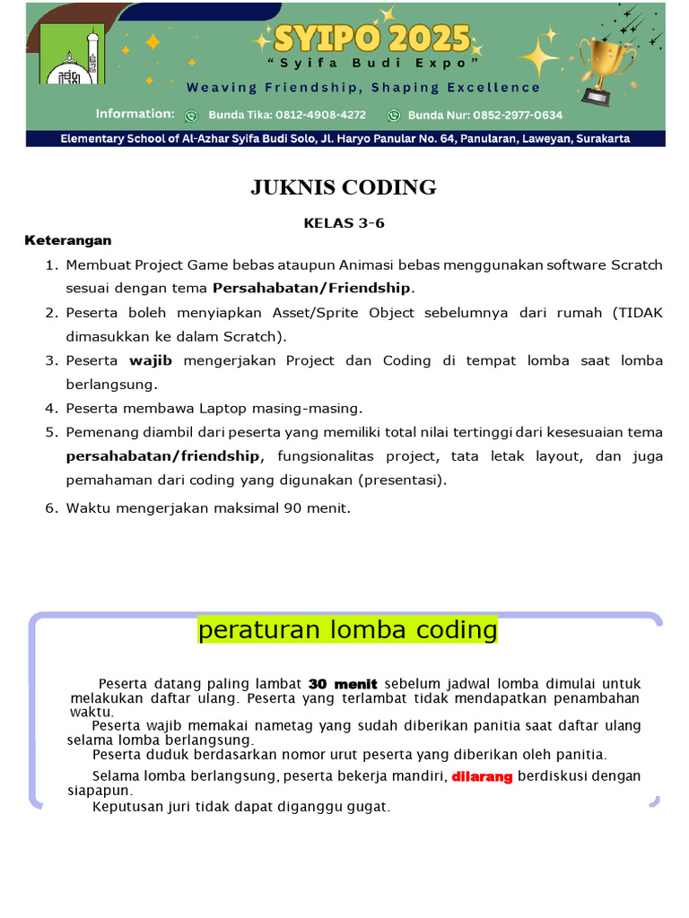 Juknis Lomba Coding Kelas 3-6 Scratch | PDF