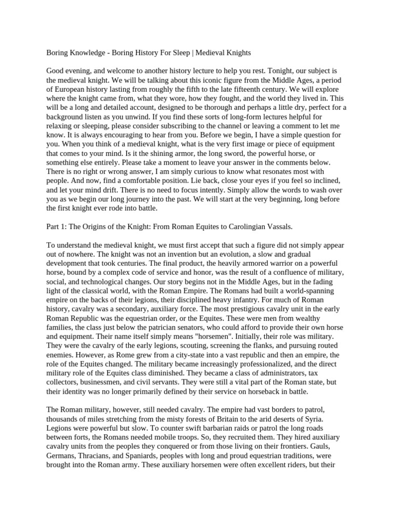 Boring Knowledge - Boring History For Sleep - Medieval Knights | PDF ...
