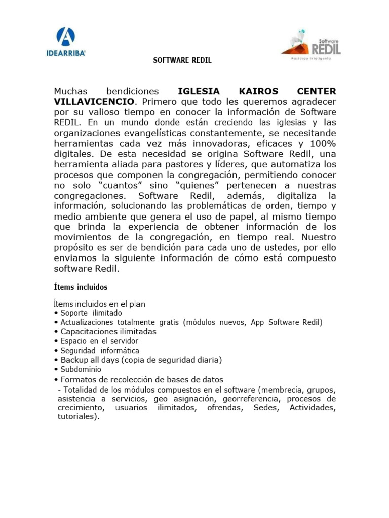 Información Software Redil Colombia 2025 | PDF | Apoyo | Software