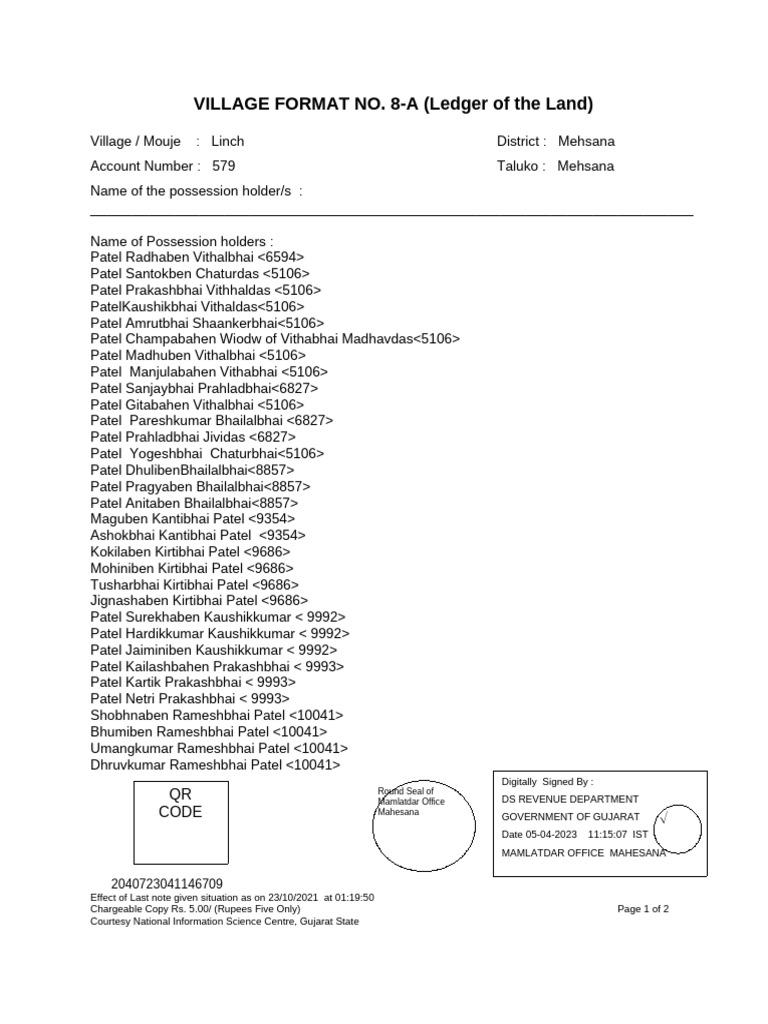 Village Format No. 8 A Docx Radhaben | PDF