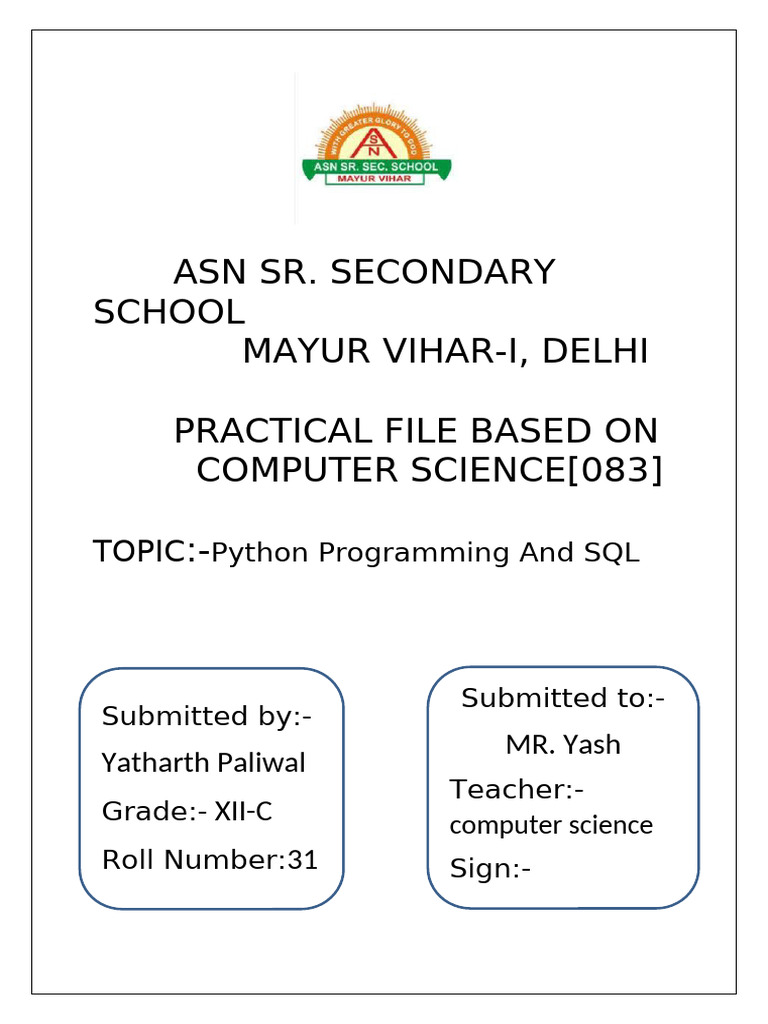 Python and SQL Practical File | PDF