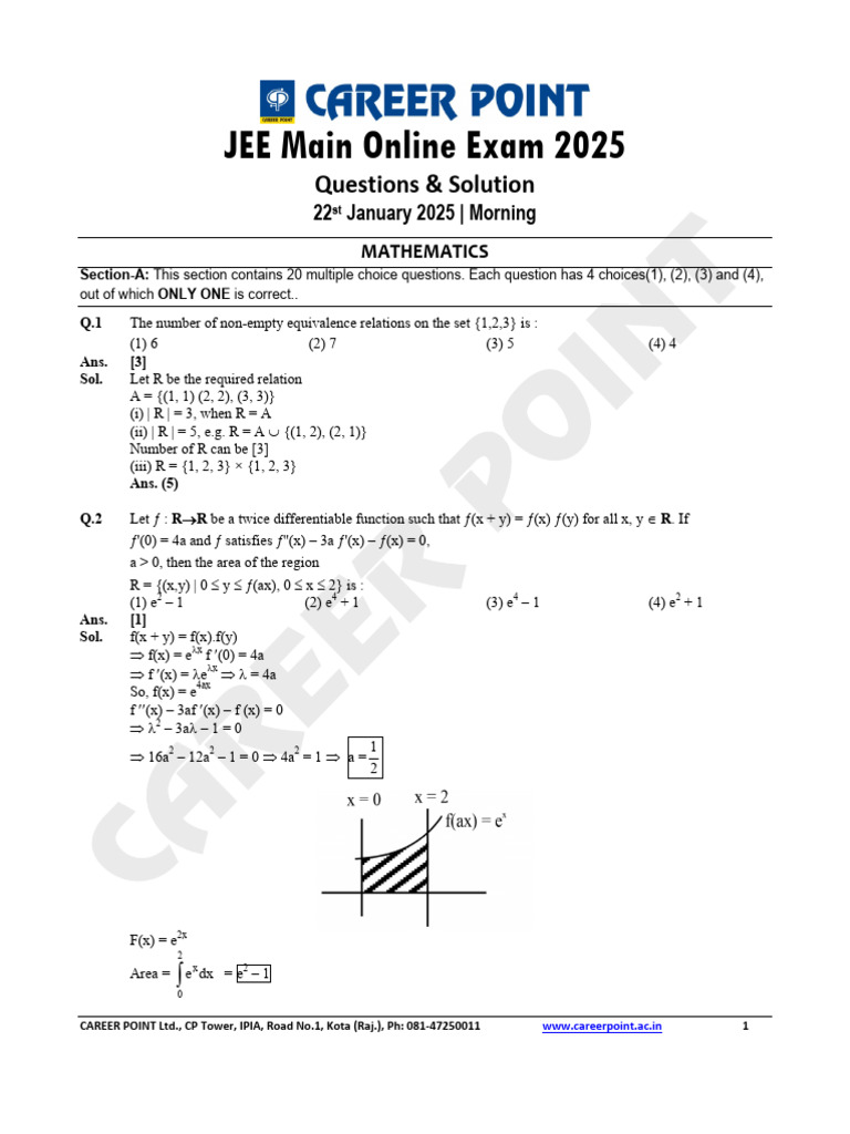JEE Main 2025 Mathematics Questions & Solutions | PDF | Electron | Rotation