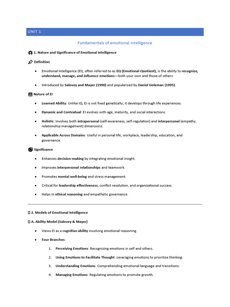 Emotional Intelligence Fundamentals Guide | PDF | Emotional ...