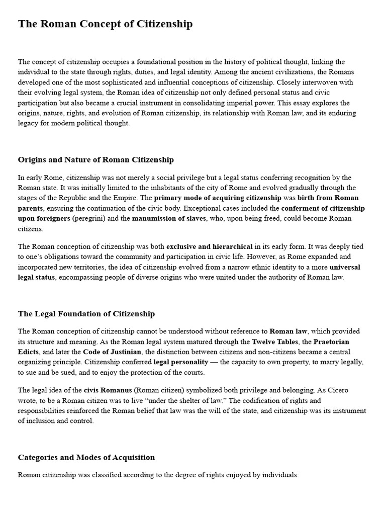 Understanding Roman Citizenship and Law | PDF | Citizenship | Roman Empire