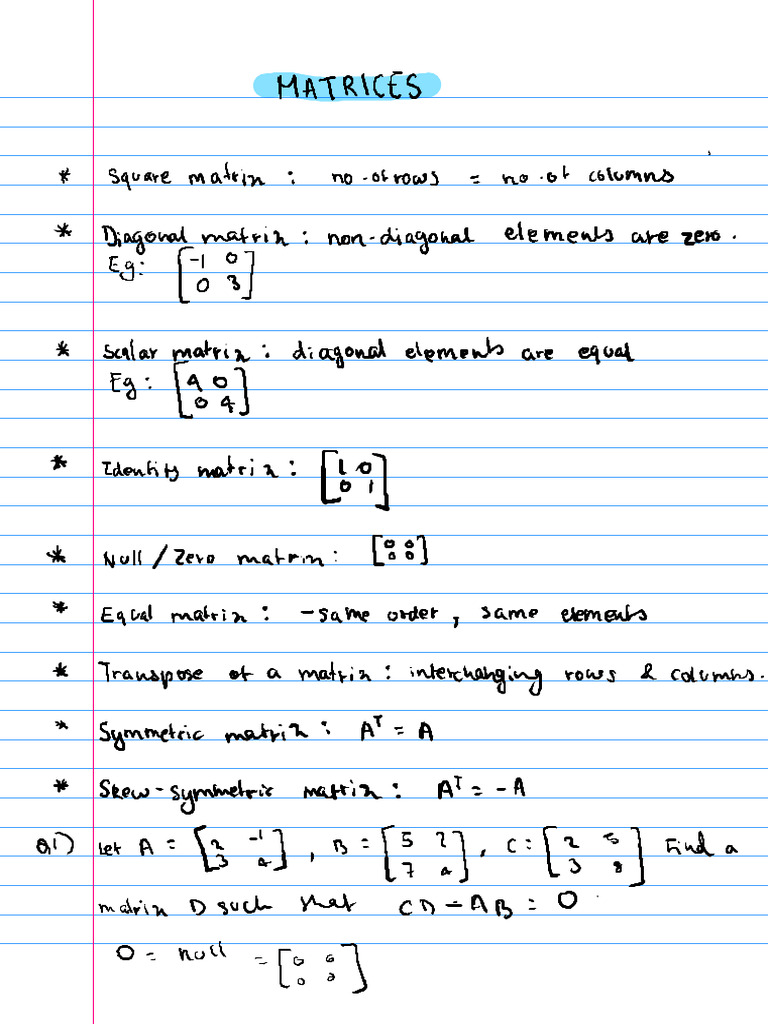 Matrices and Determinants - Annotated | PDF