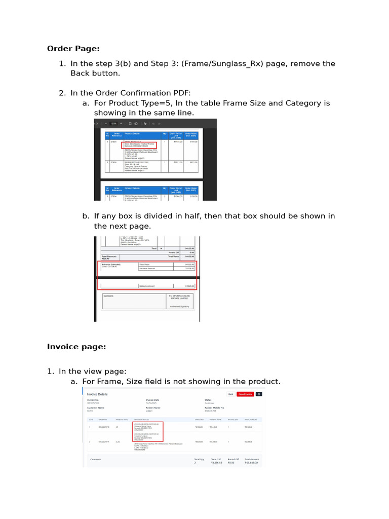 Order, Invoice,SR & PR Page(Updated) | PDF