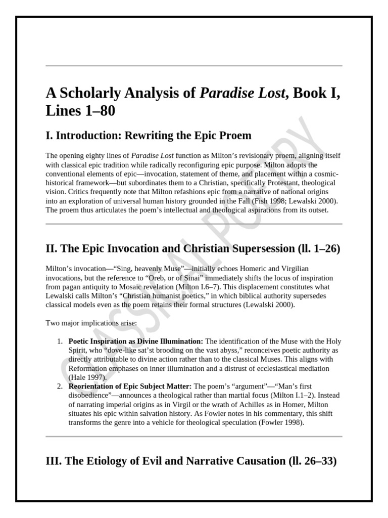 Analyzing Paradise Lost's Epic Proem PDF Paradise Lost John Milton(02)