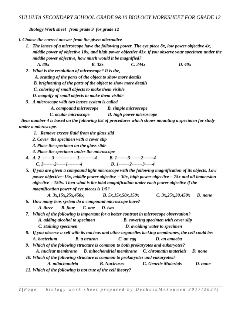 Grade 12 Biology Worksheet Review | PDF | Atrium (Heart) | Digestion