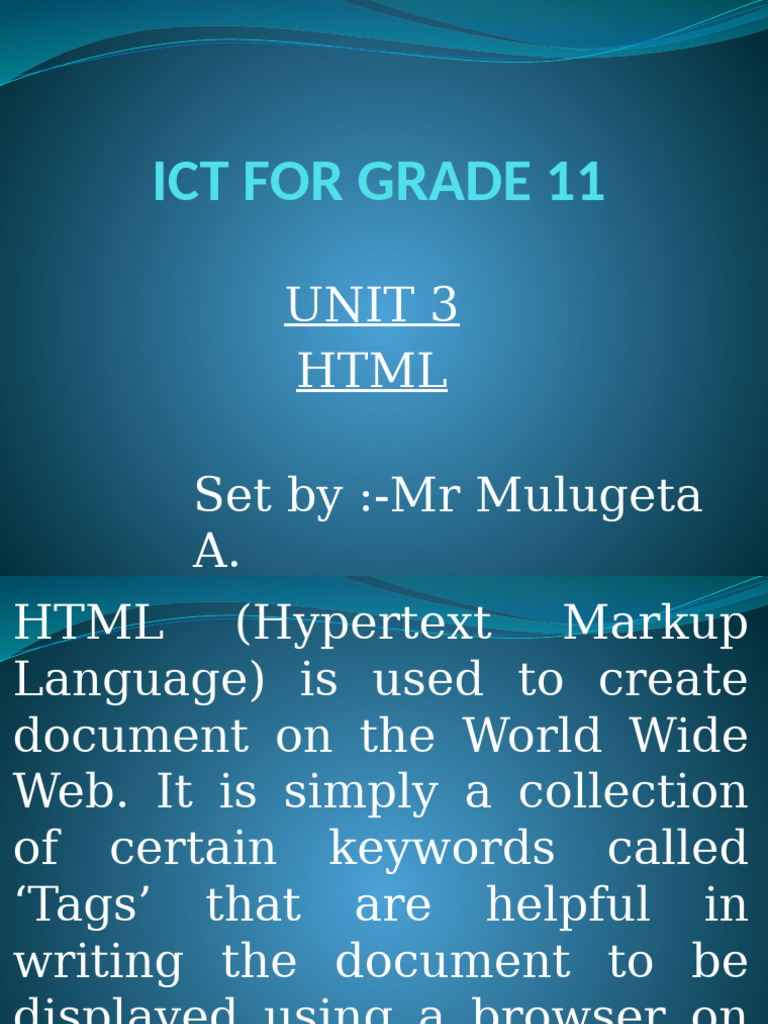 HTML Basics for Grade 11 Students | PDF | Html | Html Element