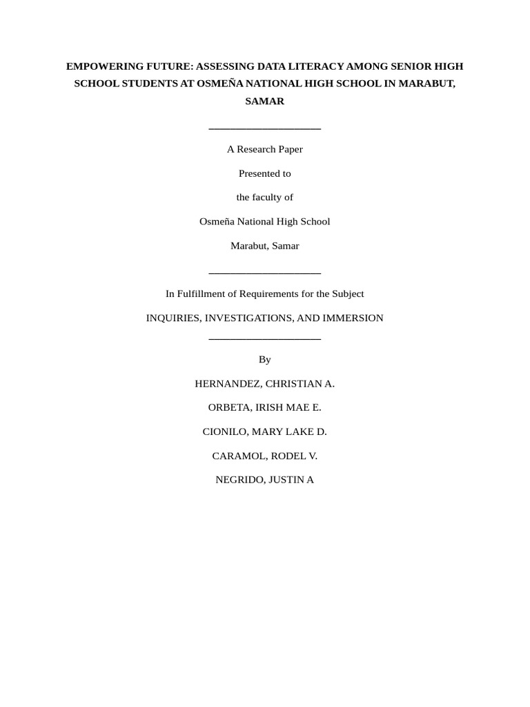 Assessing Data Literacy in High School | PDF | Literacy | Data